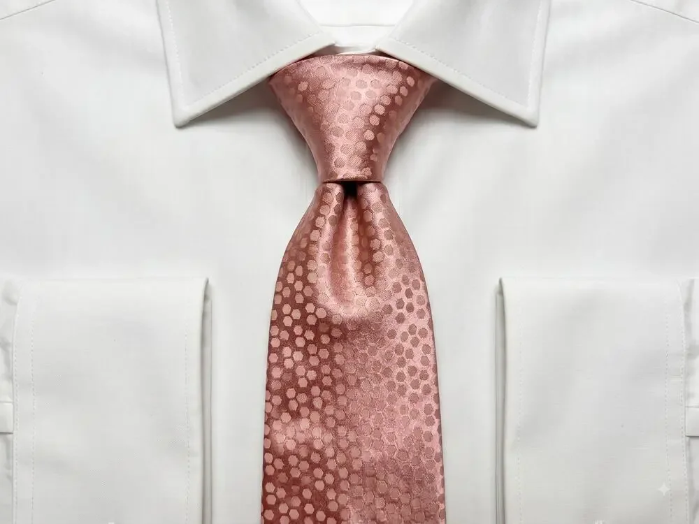 BCBG Attitude Beige Geometric Micro Circle 100% Silk Necktie